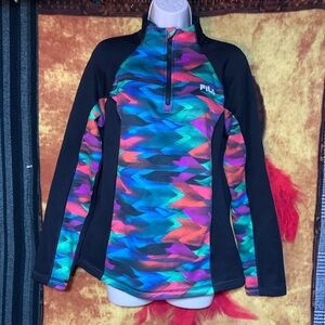 FILA Performance-black woven pattern long sleeve 1/4-zip lightweight jacket